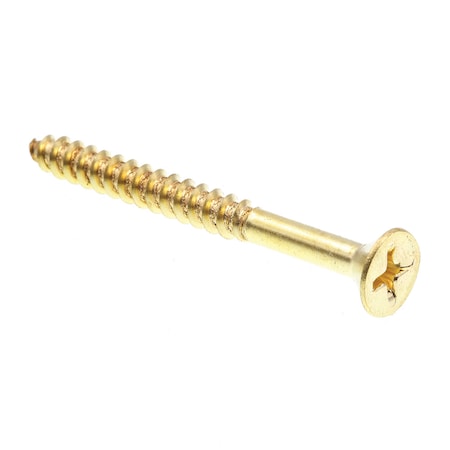 Prime-Line Wood Screw, Flat Head, Phillips Drive No. 10 X 2in Solid Brass 50PK 9035814
